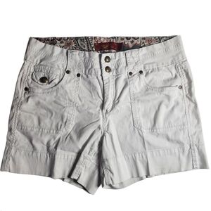 One 5 One White Cargo Shorts Women’s 10 Paisley Lined Button Fly Stretch Cotton